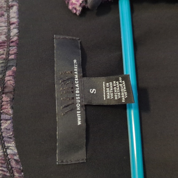 White House Black Market Ruffle And Velvet Pink Black Floral Blouse Wimseygoth S - Picture 4 of 10